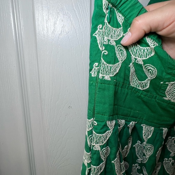 Floreat Anthropologie Cockadoodle Halter Tie Back  Green and White Dress Size 4 - Picture 5 of 13
